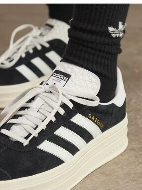 adidas Gazelle Platform Sneakers - Black & White